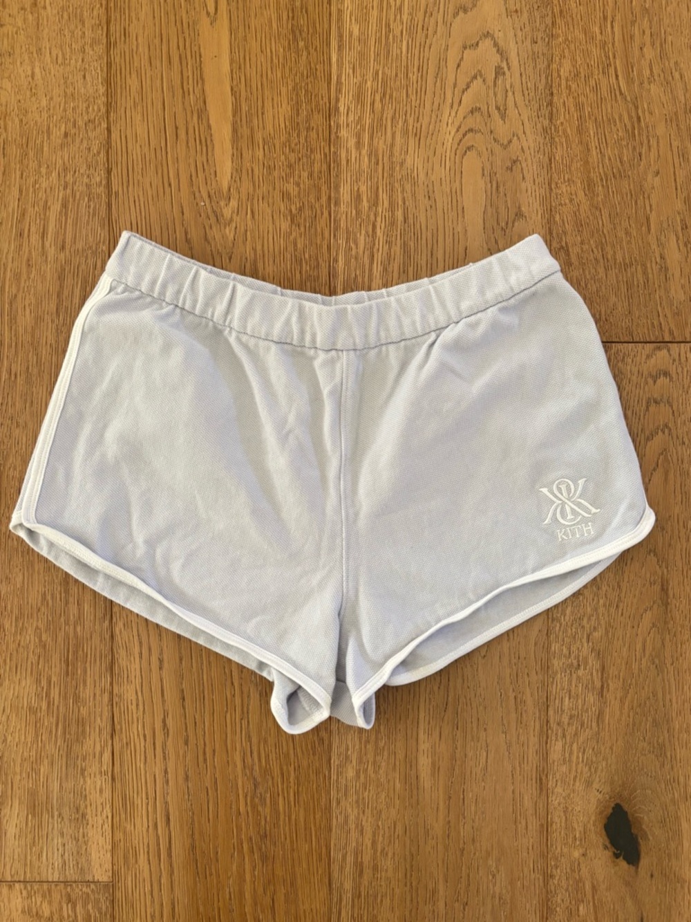 Kith Varsity Shorts Light Blue White XS Cotton Embroidered Logo - Picture 2 of 10